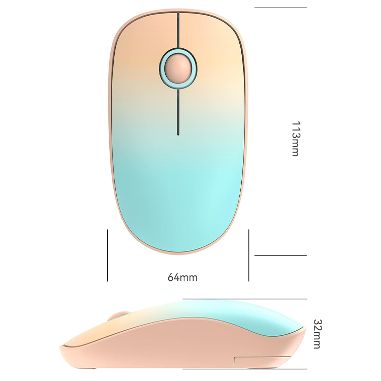 FD Wireless Mouse, V8 2.4G Optical Silent Cordless Mouse with USB Receiver and Manual, Slim Portable Travel Computer Mice for Laptop Desktop PC MacBook Chromebook, Mint Green