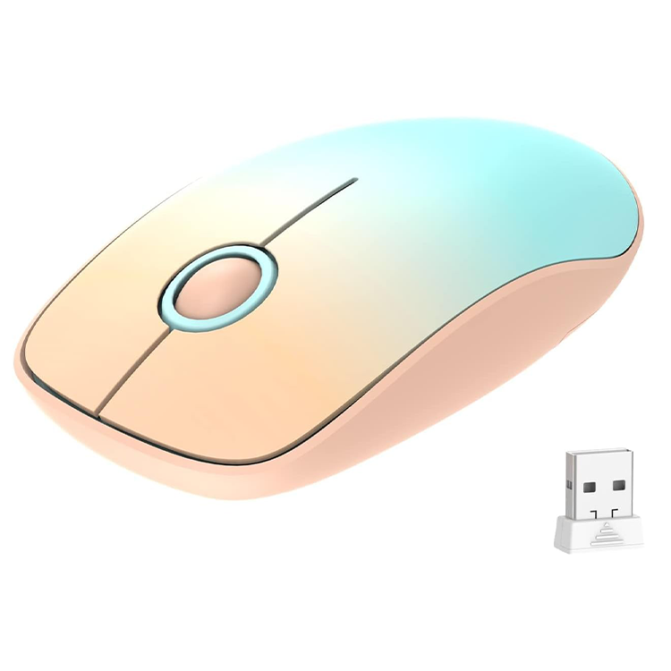 FD Wireless Mouse, V8 2.4G Optical Silent Cordless Mouse with USB Receiver and Manual, Slim Portable Travel Computer Mice for Laptop Desktop PC MacBook Chromebook, Mint Green