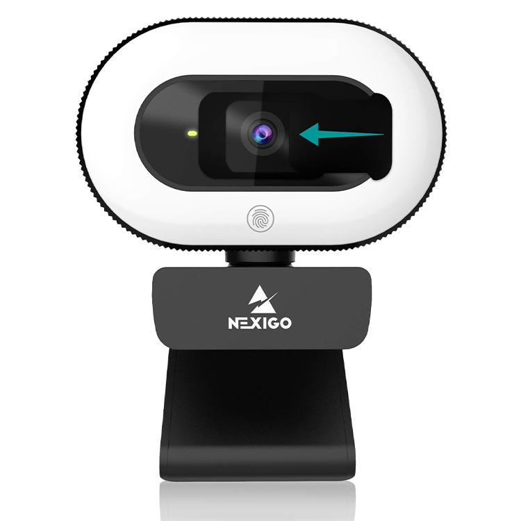 NexiGo StreamCam N930E with Software, 1080P Webcam with Ring Light and Privacy Cover, Auto-Focus, Plug and Play, Web Camera for Online Learning, Zoom Meeting Skype Teams, PC Mac Laptop Desktop