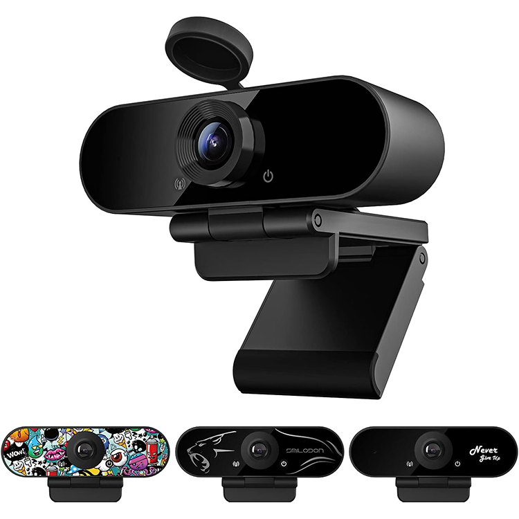 Smilodon 1080P HD Webcam, Pro, with 110° Wide Angle, Privacy Cover, Microphone, Tripod, for Conferencing, Live Streaming, Recording, Compatible with Skype/Zoom/YouTube/Teams