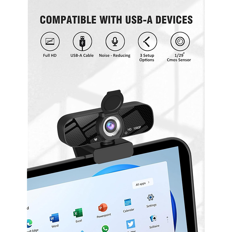 Webcam with Microphone for Desktop, 1080P HD USB Computer Cameras with Privacy Cover&Webcam Tripod, Streaming Webcam with Flexible Rotatable Wide Angle Webcam for PC Zoom Video/Gaming/Laptop/Skype