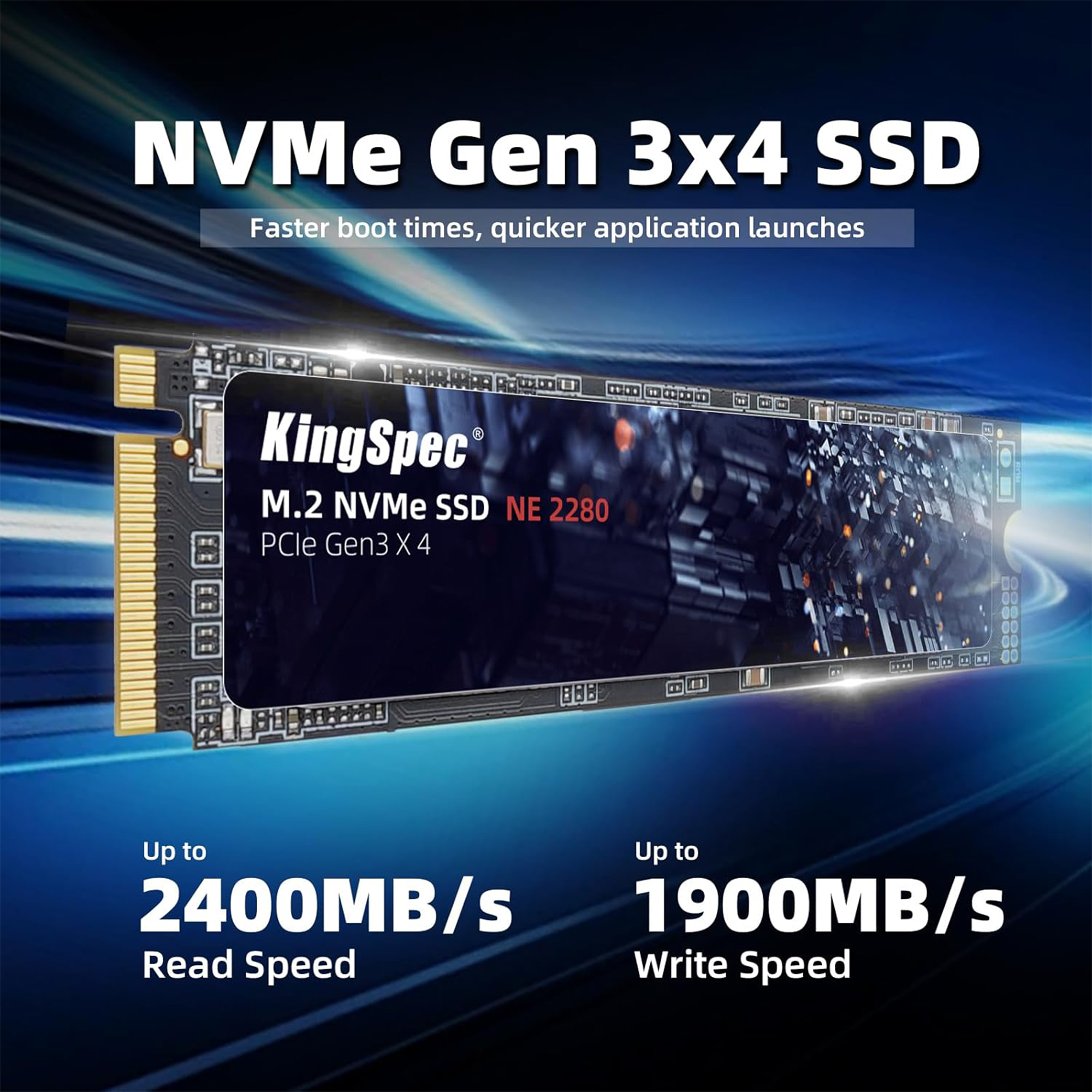 KingSpec 512GB M.2 NVMe Gen3x4 SSD 2280 – Up to 2400MB/s, 3D NAND Flash, Internal Solid State Drive for Desktop and Laptop