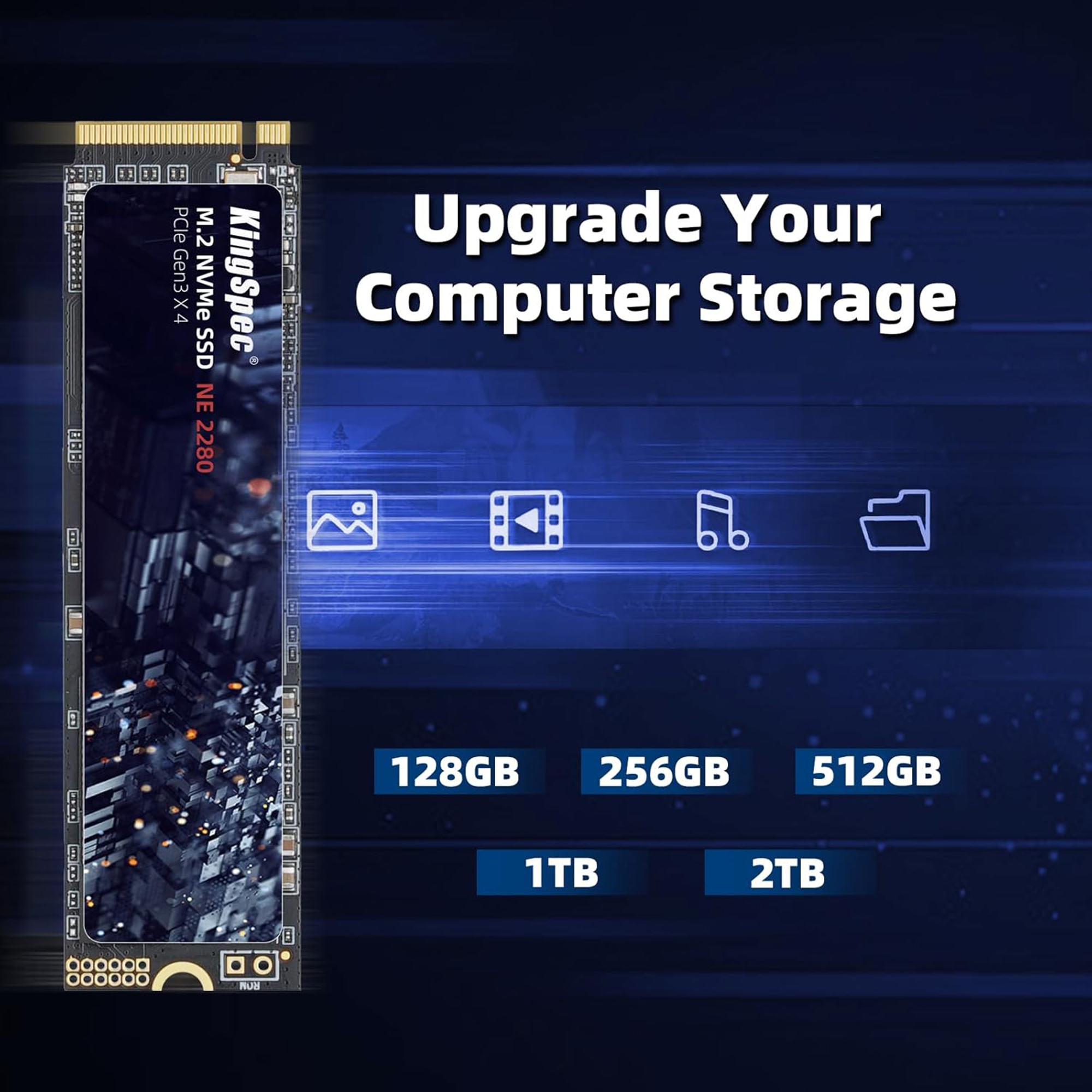 KingSpec 512GB M.2 NVMe Gen3x4 SSD 2280 – Up to 2400MB/s, 3D NAND Flash, Internal Solid State Drive for Desktop and Laptop