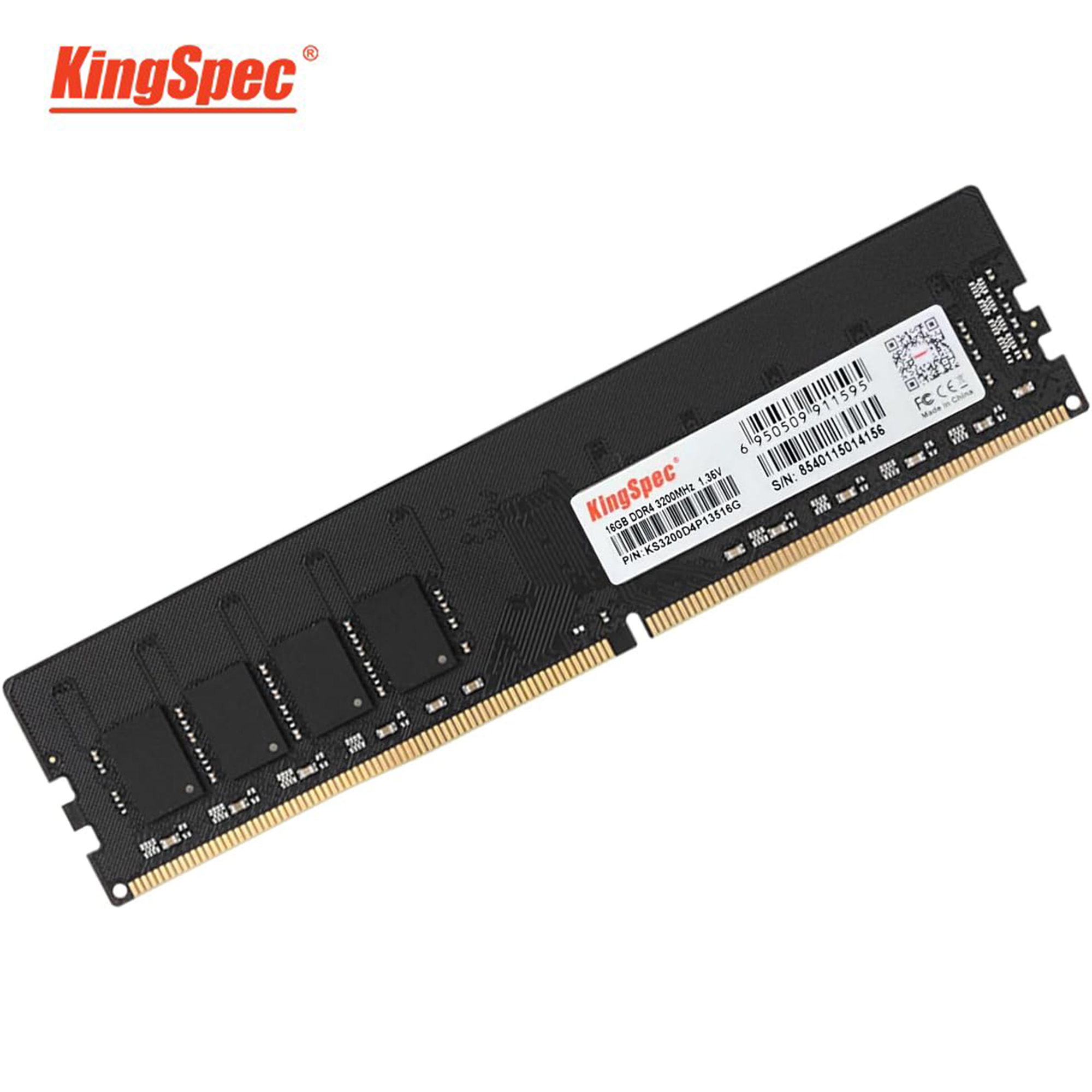 KingSpec 16GB DDR4 RAM 3200MHz for Desktop – CL18, 288-Pin DIMM, 1.35V Standard Version, Compatible with Intel/AMD PCs