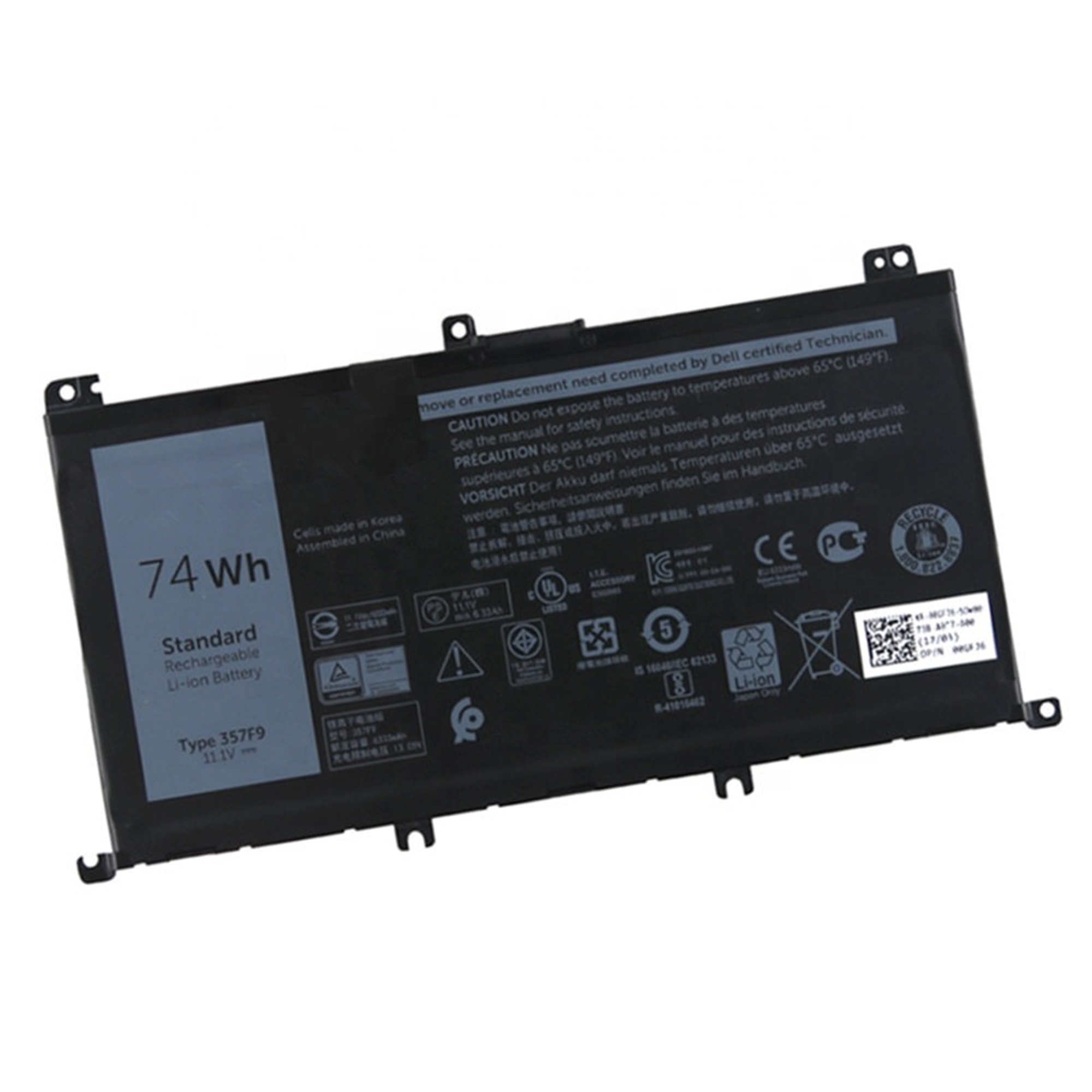 Laptop Battery for Dell Inspiron 15 7000 Series (7559, 7557, 7566, 7567, 7759, 5576, 5577) – 357F9 / 71JF4 / 0GFJ6, 11.1V, 74Wh, 6-Cell